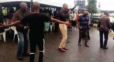 Protesting NNPC workers hold church service inside Warri refinery