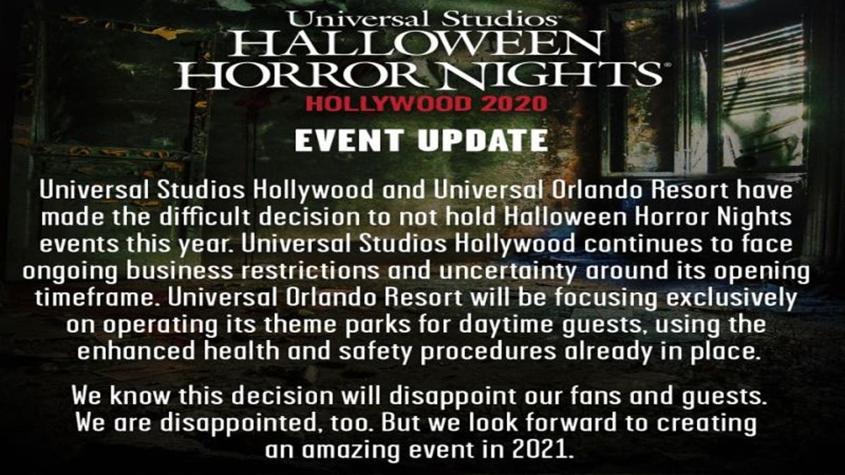 Halloween Horror Nights 2020 Cancellation Florida Geek Scene